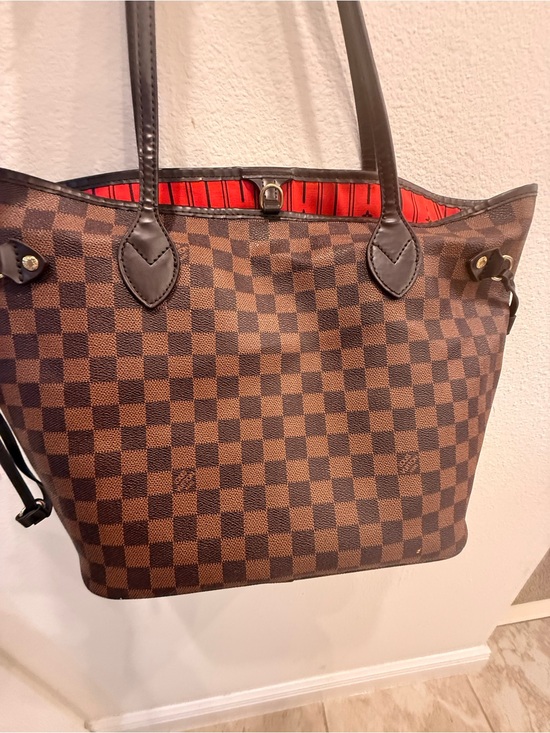 Louis Vuitton Handbags - Louis Vuitton Brown Checkered Tote with Red Interior